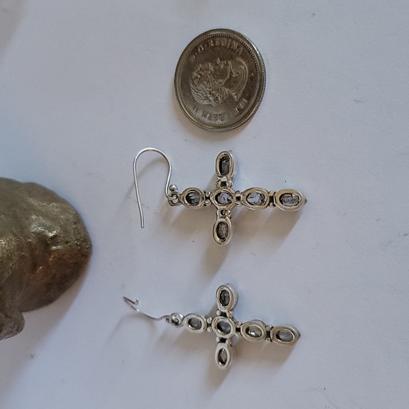 Herkimer Diamond Cross Earrings - Picture 3 of 4